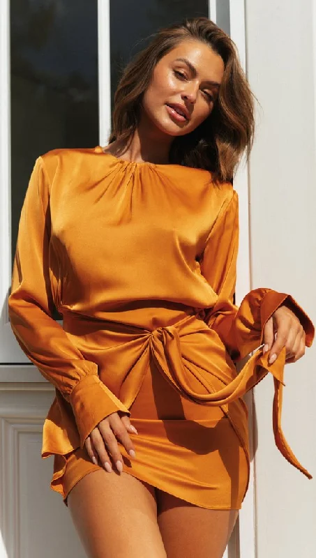 Wearable At Home Or Out Bright Idea Tie Front Dress - Marigold