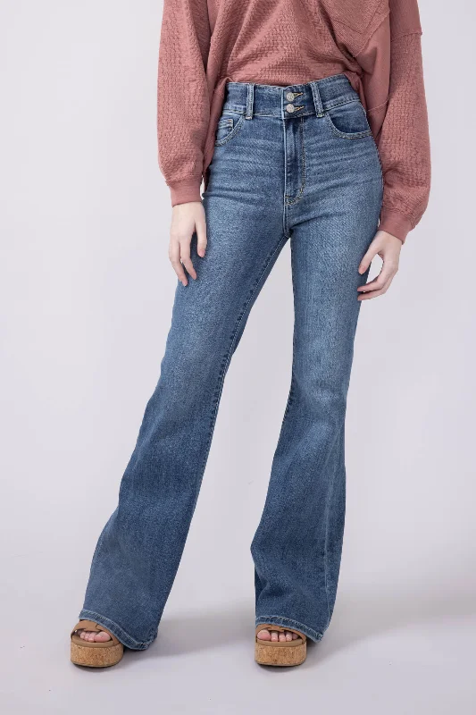 Feminine Charm Judy Blue High Rise Flare Jeans for Women | 82630REG