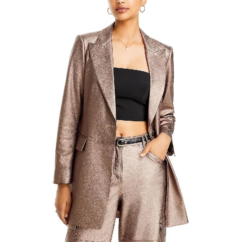Comfortable Design Kobi Halperin Womens Flora Metallic Notch Collar One-Button Blazer