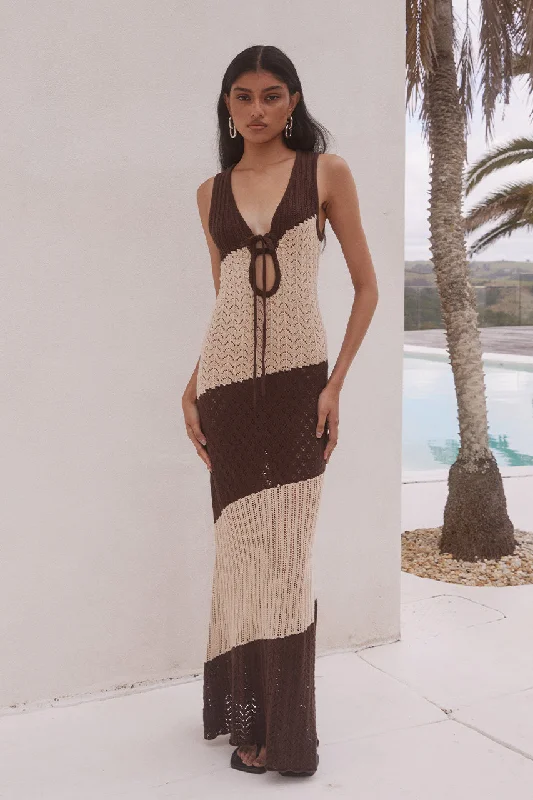 Urban Sense JULIE MAXI DRESS - SAND/CHOCOLATE