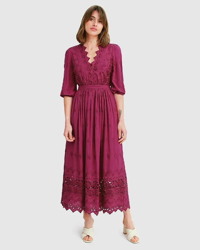 European And American Style All Eyes On Me Midi Dress - Burgundy
