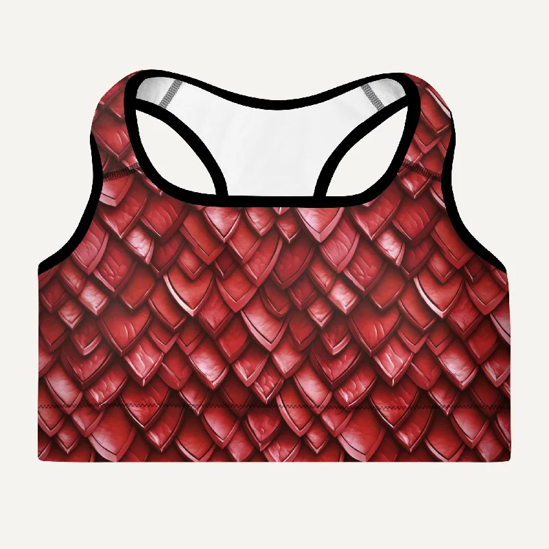 Classic Style Ruby Dragon Scales Padded Sports Bra