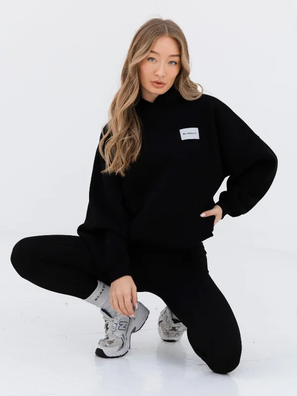 Dynamic Fashion Label Oversized Hoodie - Black
