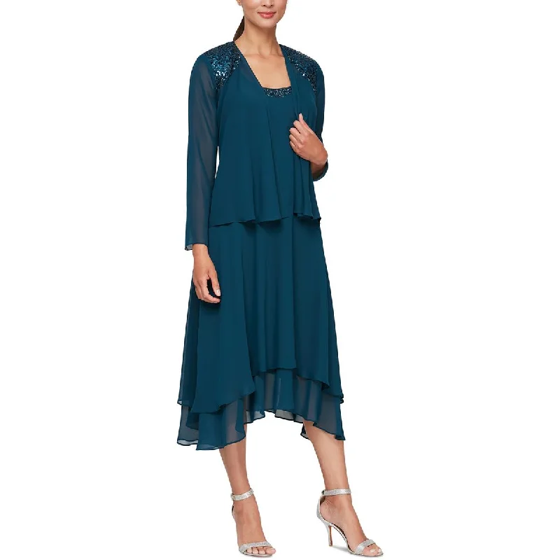 Fashionable And Versatile SLNY Womens Petites Sequined Shrug Open-Front Blazer