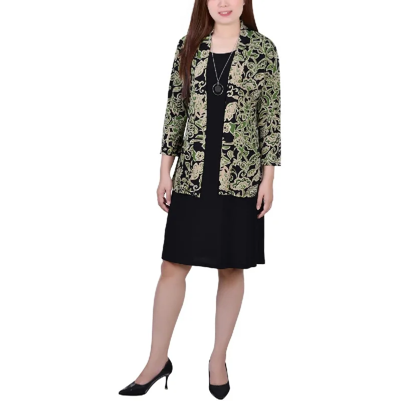 New Autumn And Winter Styles NY Collection Womens Petites Knit Printed Open-Front Blazer