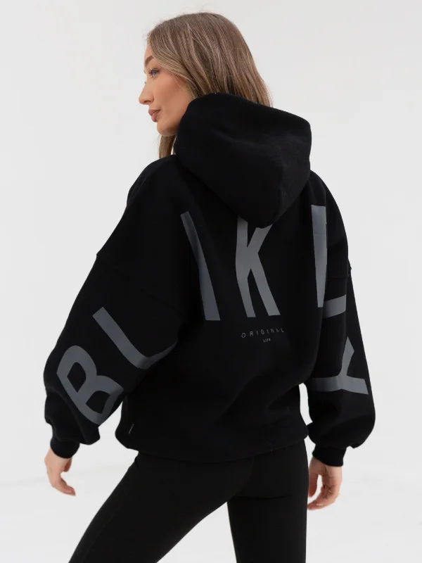 Stretch Design Tonal Isabel Oversized Hoodie - Black