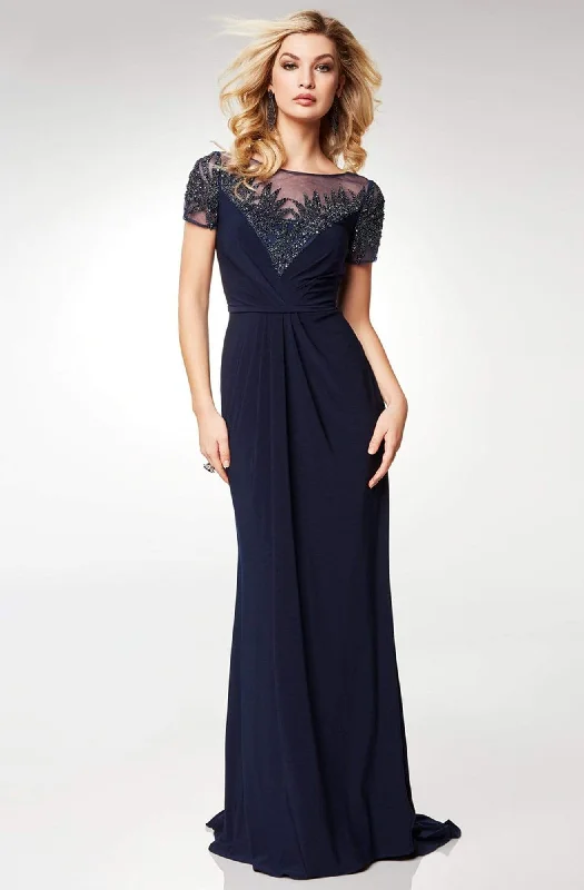Double-sided Wear Clarisse - M6532 Illusion Neckline Gleaming Embellished Gown