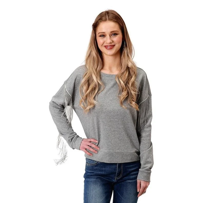 Knowledge And Elegance Roper Western Sweatshirt Womens Fringe Gray 03-038-0513-6100 GY