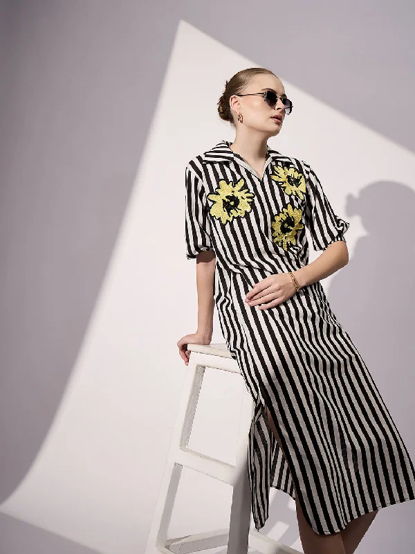 Embroidered Letters Cotton Sequinned Midi Dress