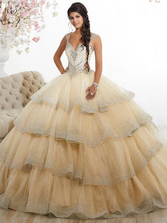 Cool Summer Quinceanera Collection - 26880 Beaded Sweetheart Tiered Ballgown