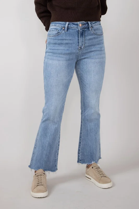 Classic Series Mica High Rise Crop Flare Shark Hem Jeans for Women | MDP-F124