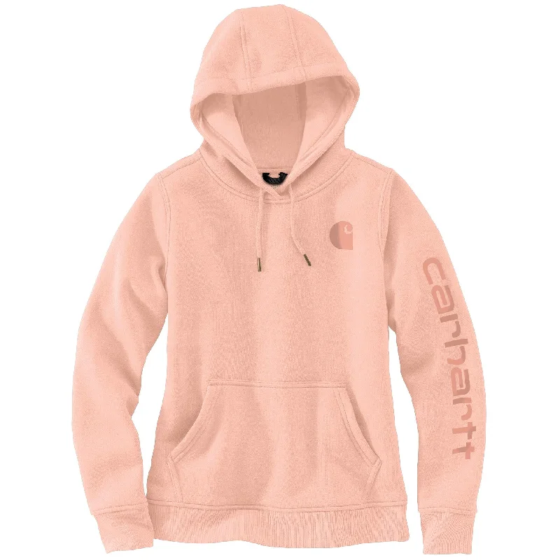 Minimalism Spring 2024 102791 - Women's relaxed fit midweight logo sleeve graphic hoodie - Tropical Peach