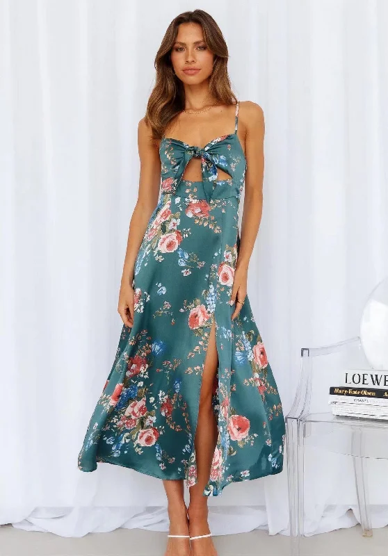 Simple Style Floral Passion Stylish Ruffled Midi Dress