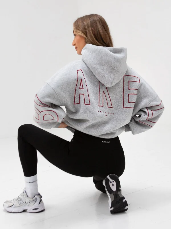 Comfortable Design Embroidered Isabel Oversized Hoodie - Cherry Red