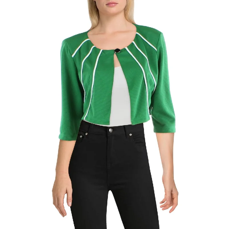 Ethnic Style NY Collection Womens Crop Pintuck One-Button Blazer