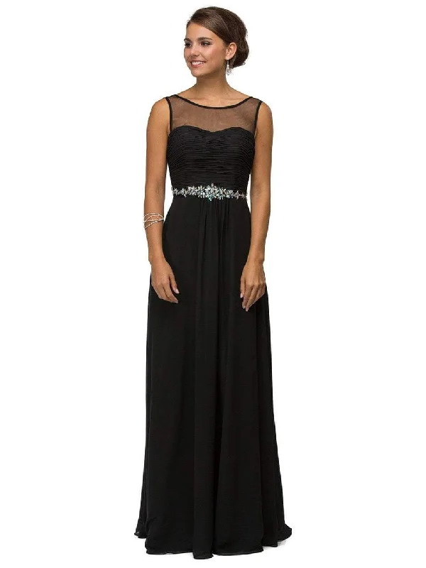 Elegant And Casual Dancing Queen Bridal - 9541 Ruched Illusion Sweetheart Jewel-banded Chiffon A-line Dress