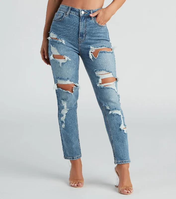 Exclusive Customization Everyday Edgy Distressed Straight-Leg Jeans