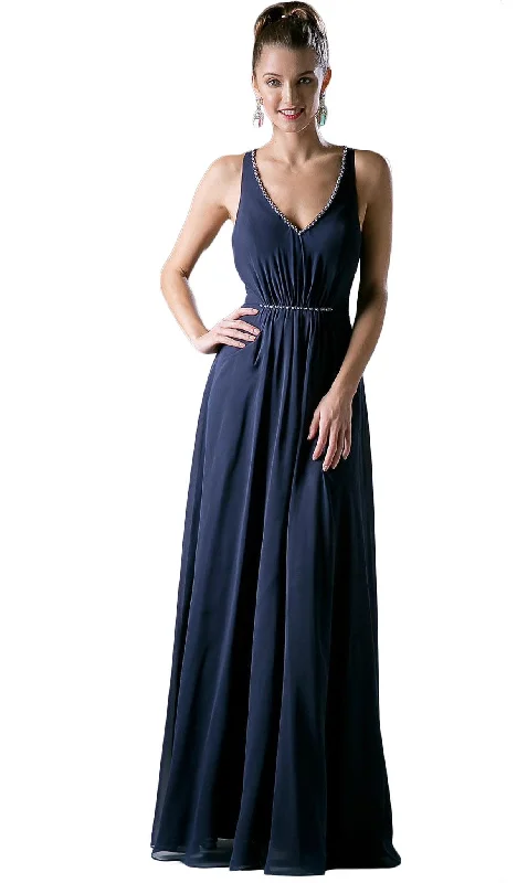 Classic Cinderella Divine - Embellished Ruched V-neck A-line Dress