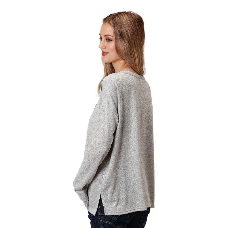 Cool Breeze At Night Roper Western Sweatshirt Womens Print Gray 03-038-0513-6101 GY