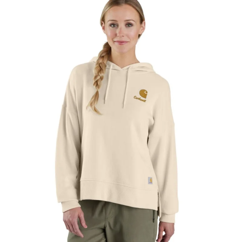 Double-sided Wear Women's Tencel Fiber Series Relaxed Fit Graphic Hooded Sweatshirt - Oat Milk