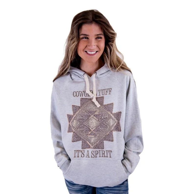 Embroidered Letters Cowgirl Tuff Western Sweatshirt Womens Its A Spirit Ash SIG2316