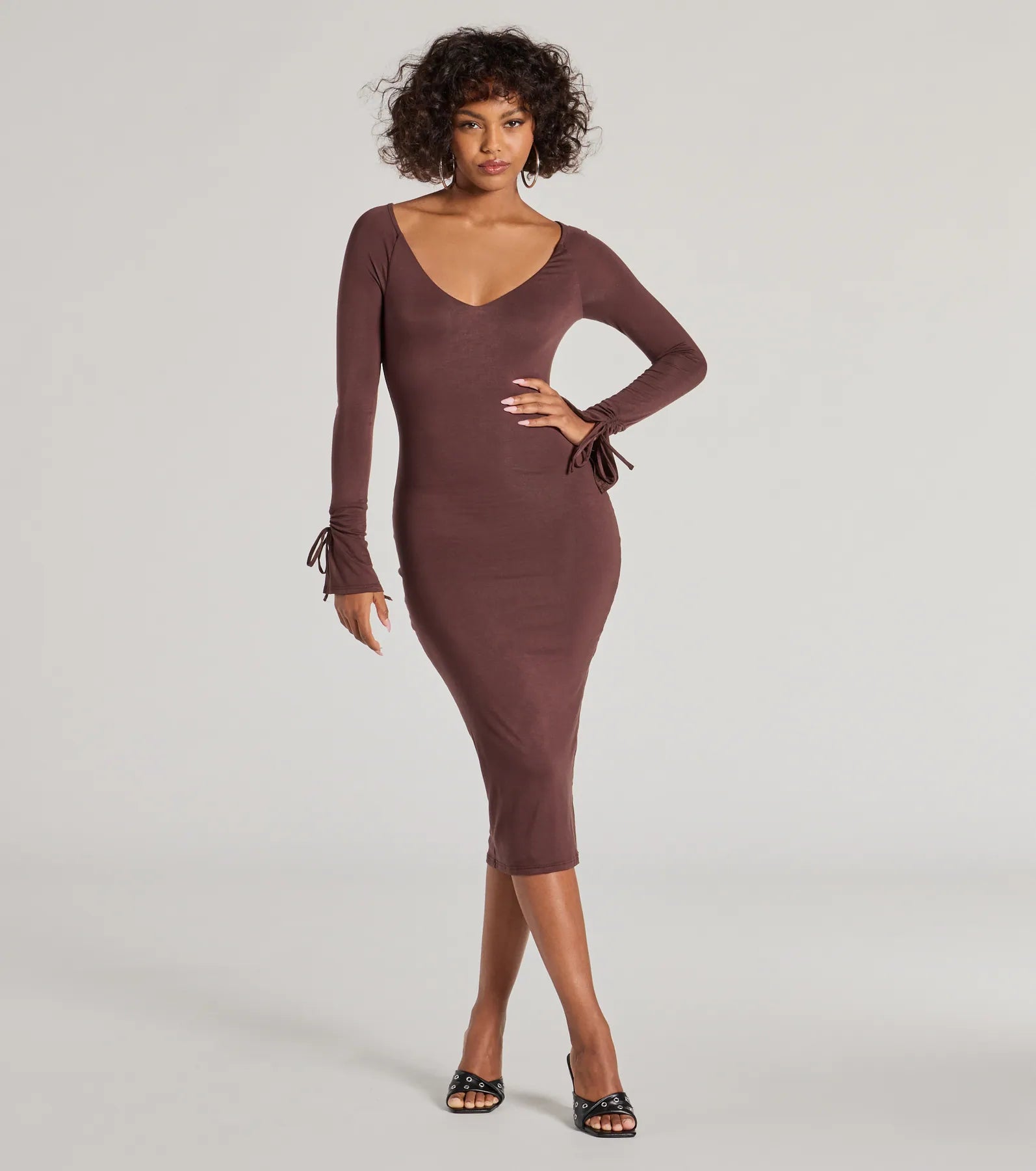 Casual Style Casual Chic Icon Long Sleeve Knit Midi Dress