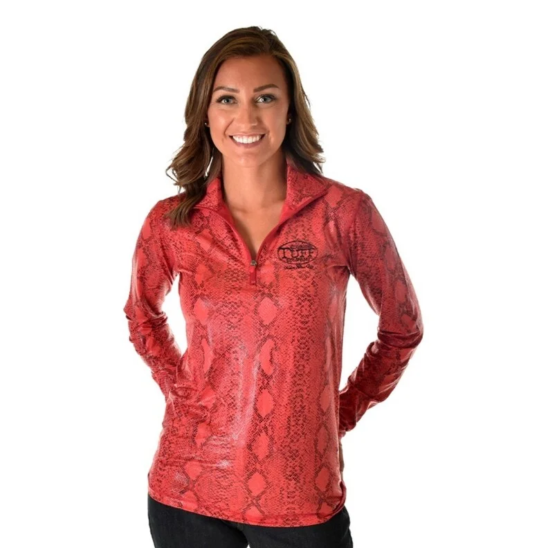 Customized Version Cowgirl Tuff Western Sweatshirt Womens Cadet 1/4 Zip Red 100720