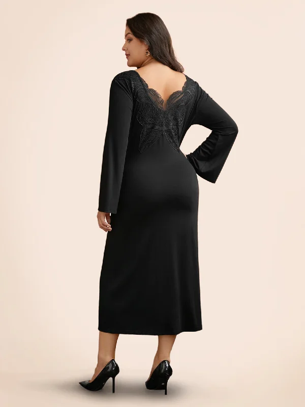 Classic Soft Butterfly Cutout Mesh Maxi Dress