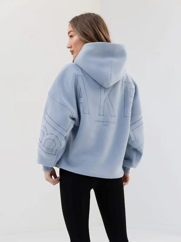Elegant Style Embroidered Isabel Oversized Hoodie - Ice Blue