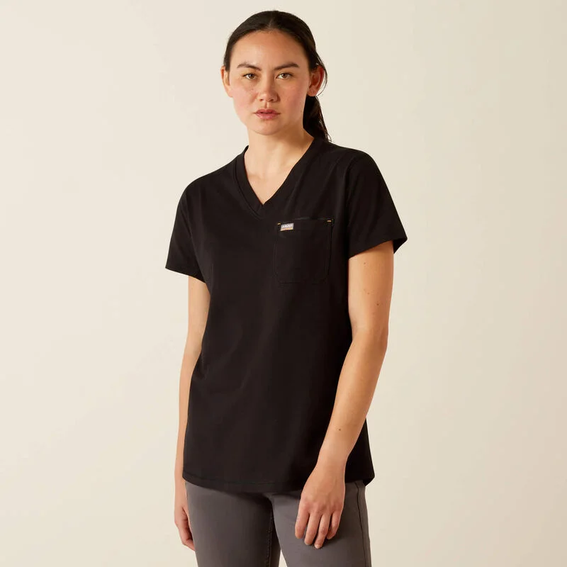 Elegant And Casual Women's Workman Rose T-Shirt, S/S, Black