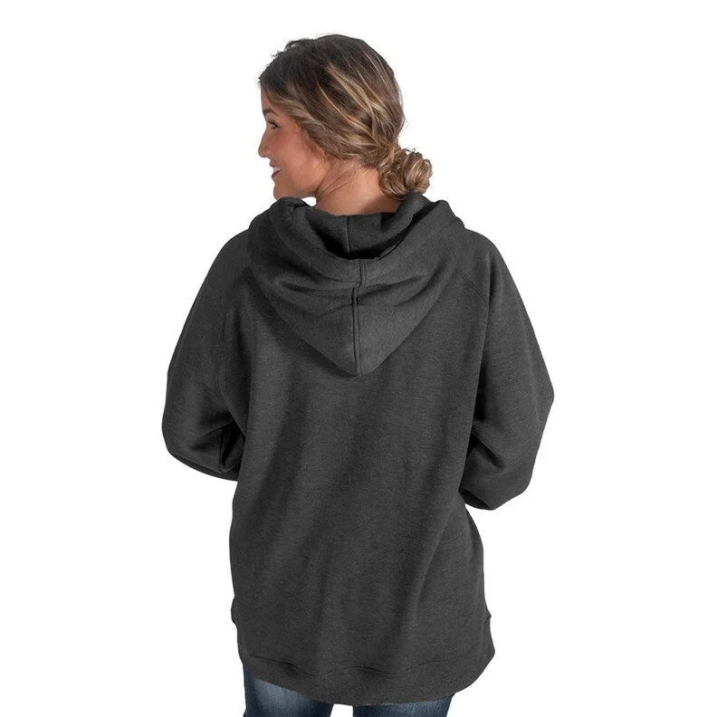 Design And Tailoring Cowgirl Tuff Western Sweatshirt Womens Hooded Flag Charcoal SIG2007