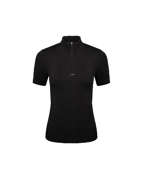 Street Charm Women's Plant-Stretch Zipped Top—black