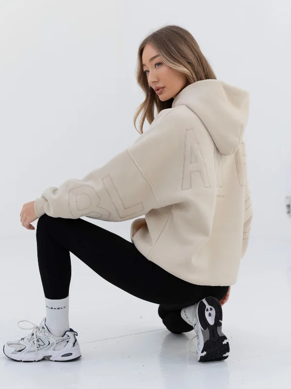 Knowledge And Elegance Embroidered Isabel Oversized Hoodie - Bone