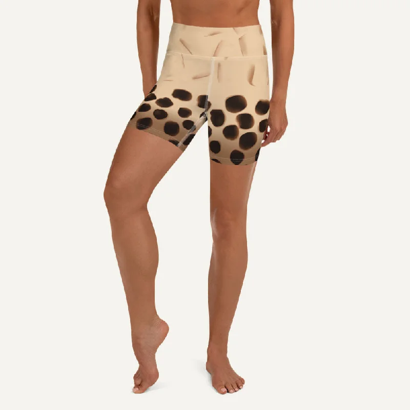 Playful Style Boba Milk Tea High-Waisted Shorts