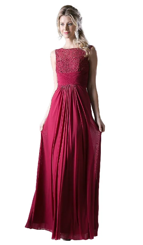 Light And Breathable Cinderella Divine - Sleeveless Embellished Lace Bateau Sheath Dress