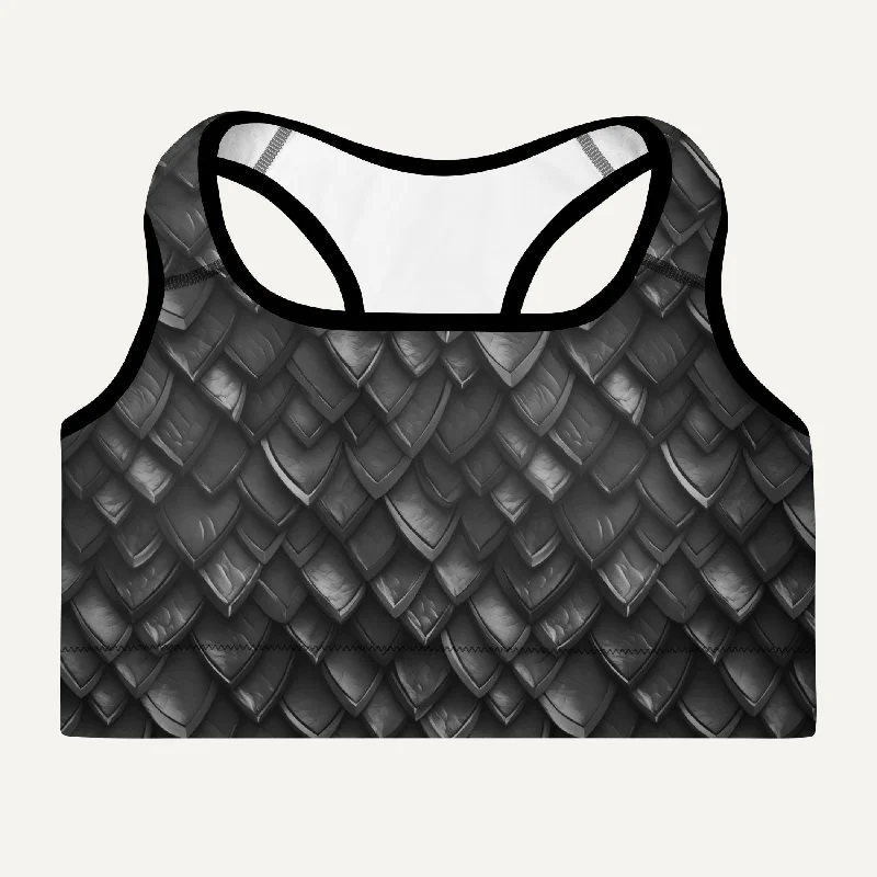Personalized Clothing Onyx Dragon Scales Padded Sports Bra