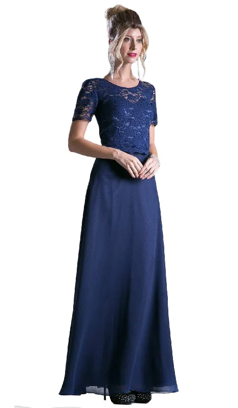 Fresh And Simple Cinderella Divine - Short Sleeve Lace Bodice Mock Two-Piece Dress