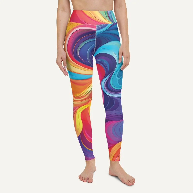 Comfortable And Versatile Color Swirls High-Waisted Leggings