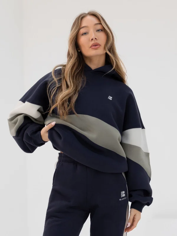 Modern City Panel Oversized Hoodie - True Navy