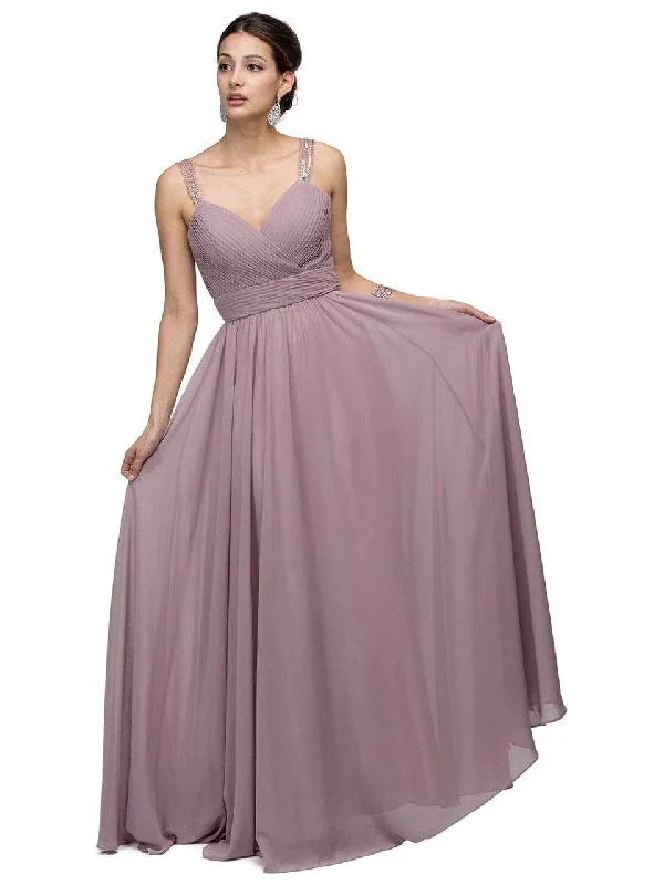 Comfortable And Versatile Dancing Queen Bridal - 9471 Romantic Jewel-accented Ruched V-neck Ball Gown