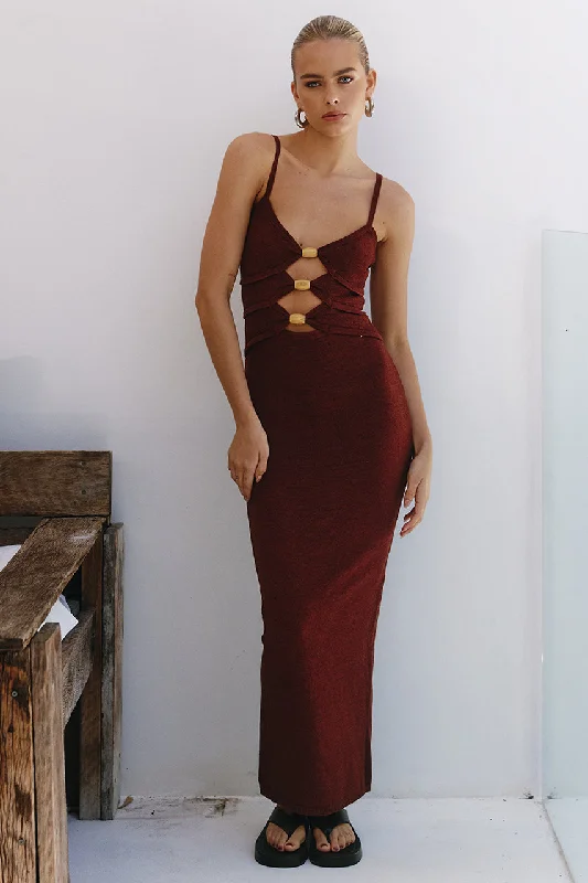 High-end Fabrics NORMANI MIDI DRESS - CHOCOLATE