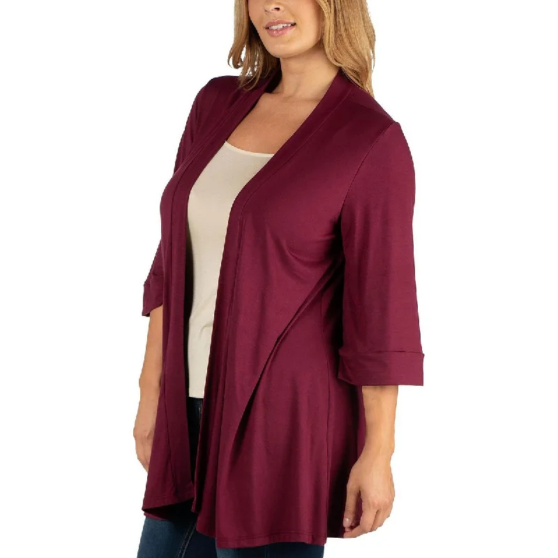 Body Design 24seven Comfort Apparel Womens Plus Solid  Open-Front Blazer