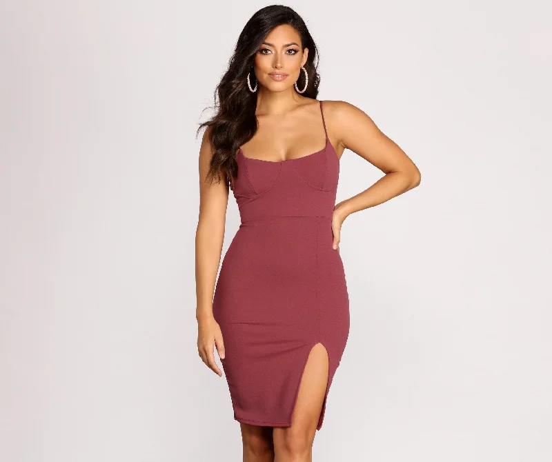 Light And Breathable Get A Move Charming On Crepe Midi Dress