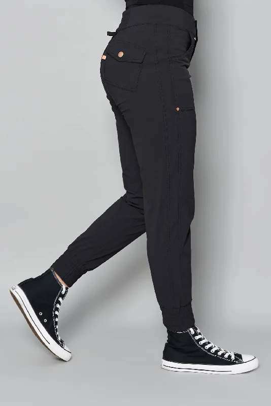 Stretch Design Casual Stroll Pants - Black