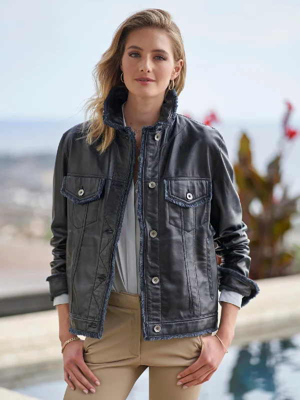 Dynamic Fashion Natalie Washed Leather Jean Jacket