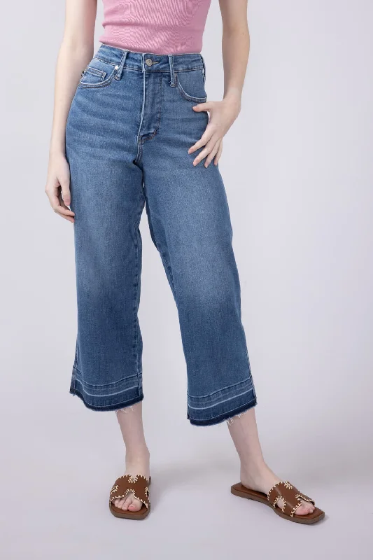 Comfortable And Versatile Judy Blue Tummy Control Crop Wide Leg Jeans for Women | 88875REG