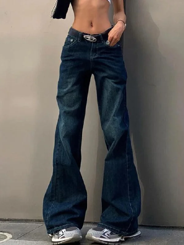 Fashionable And Versatile Vintage Washed Distressed Flare Jeans