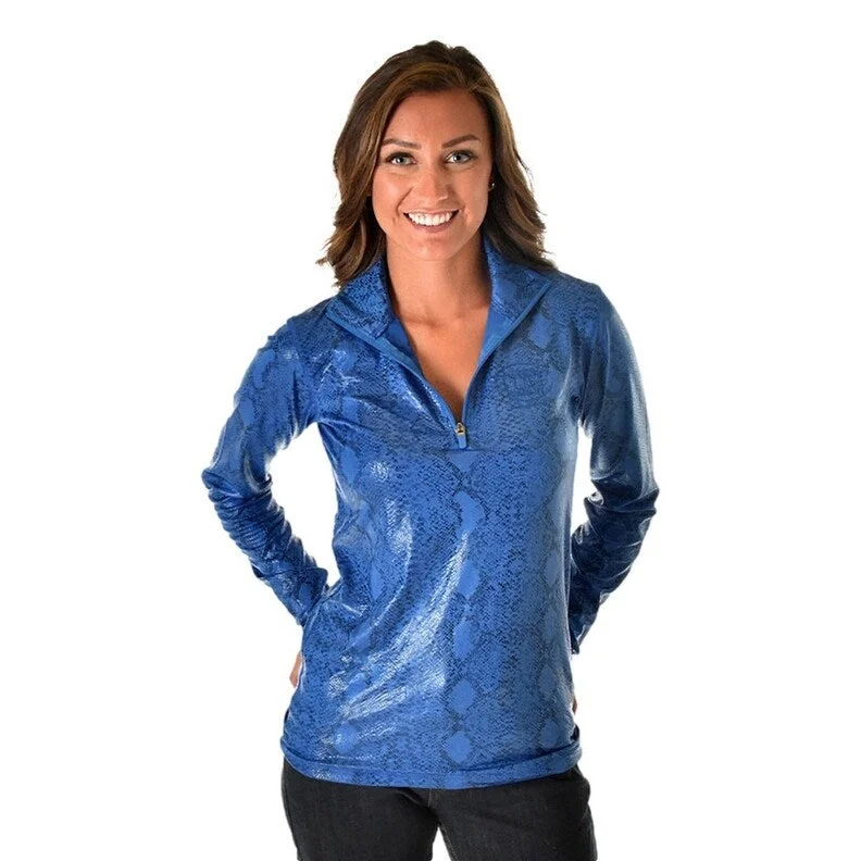 Low-key Luxury Cowgirl Tuff Western Sweatshirt Womens Cadet Snakeskin Blue 100721