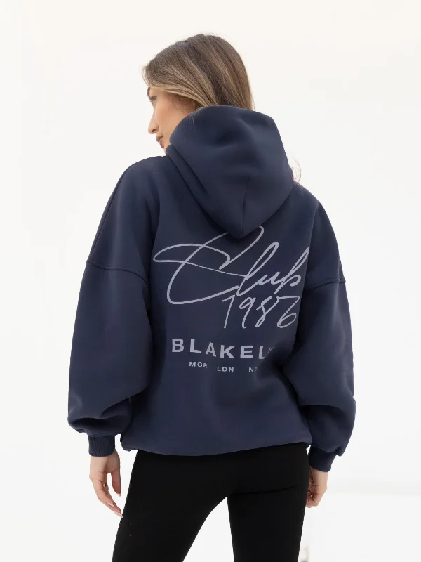 Nightclub Style Club Oversized Hoodie - Navy