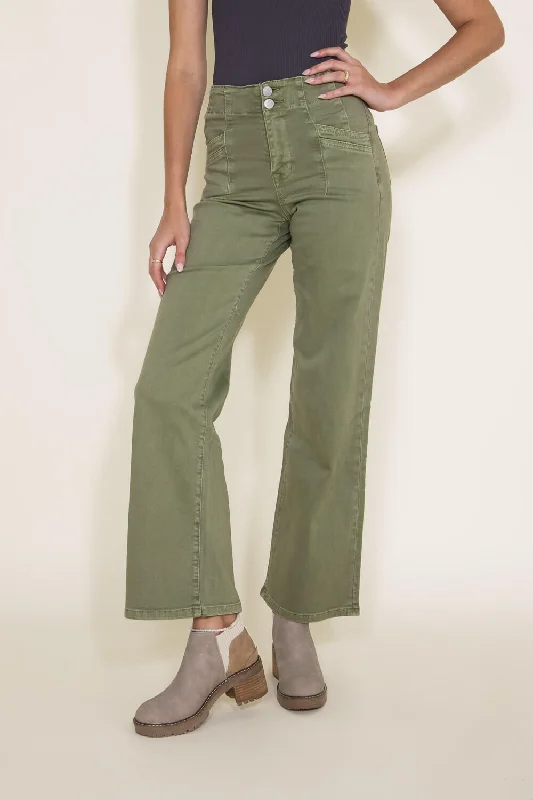 High-quality Fabrics Mica High Rise Wide Leg Jeans for Women in Olive | MDP-W506OL